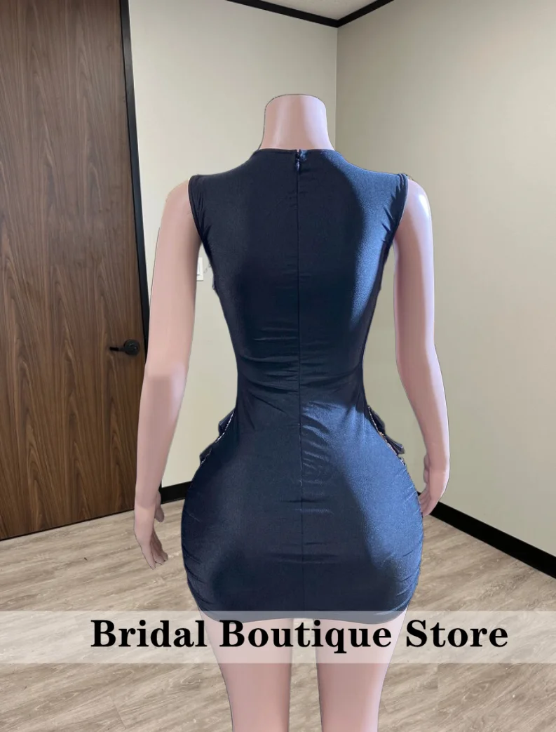 

Black Short Cocktail Diamonds Prom Dresses 2026 Black Girls Luxury Birthday Dress Senior Homecoming Party Gown Customized