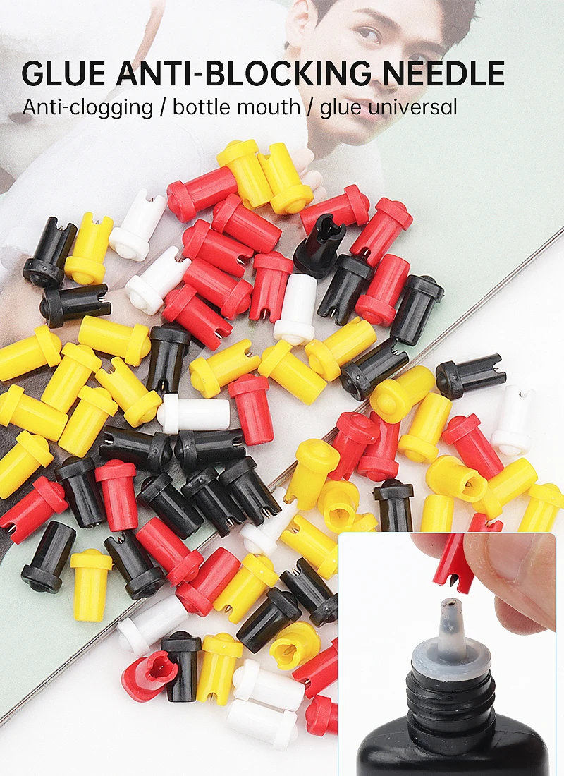 100/50Pcs Wimpern Kleber Flasche Blockieren Nadel Ersatz Wimpern Extensions Kleber Mund Kopf Anti-blocking Werkzeug für graft Lash – Detail 1