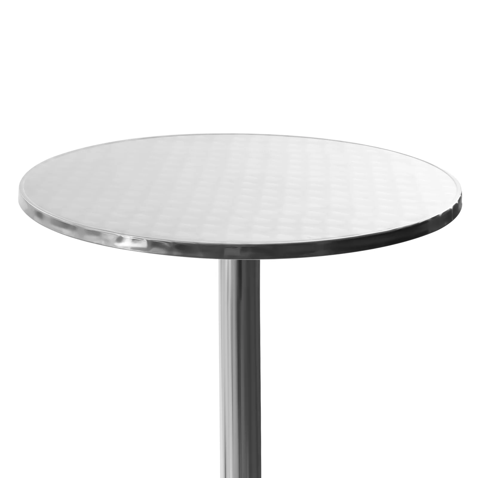 (Silver) Round Outdoor Dining Table, Outdoor Bar Height Table with Flip-Up Table, Round Aluminum Table, for Home, Cafe, Bar