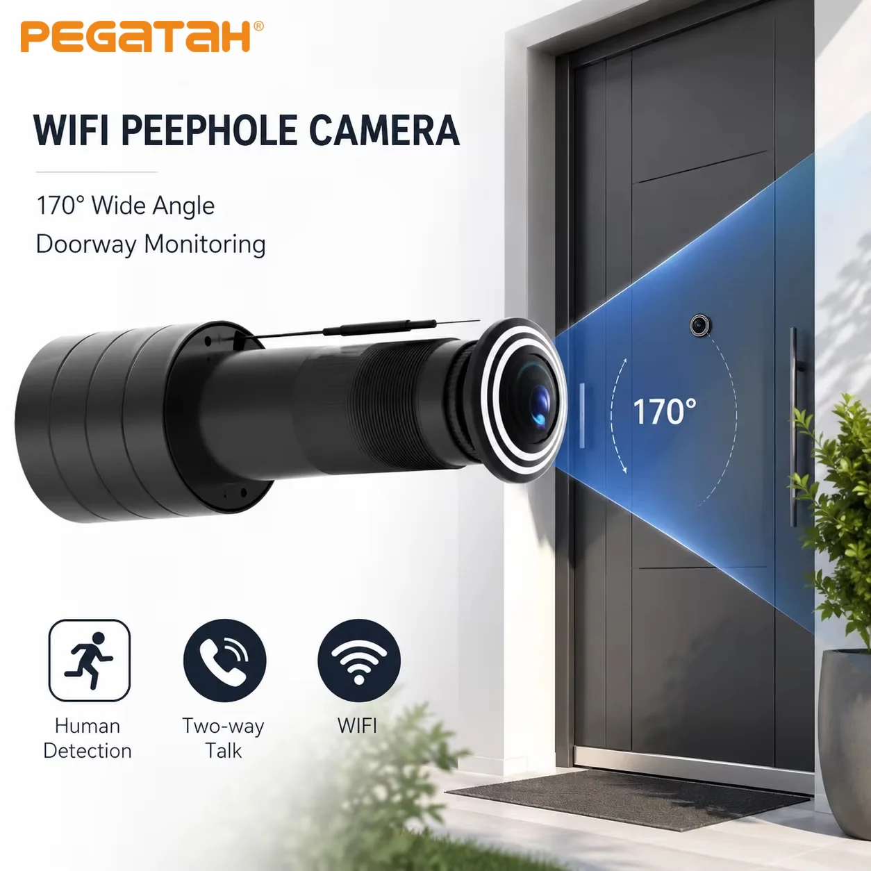 PEGATISAN 3MP Wifi Camera Tuya Smart Video Peephole Camera Motion Detection Door Viewer Video-eye Wireless Home Security Cam