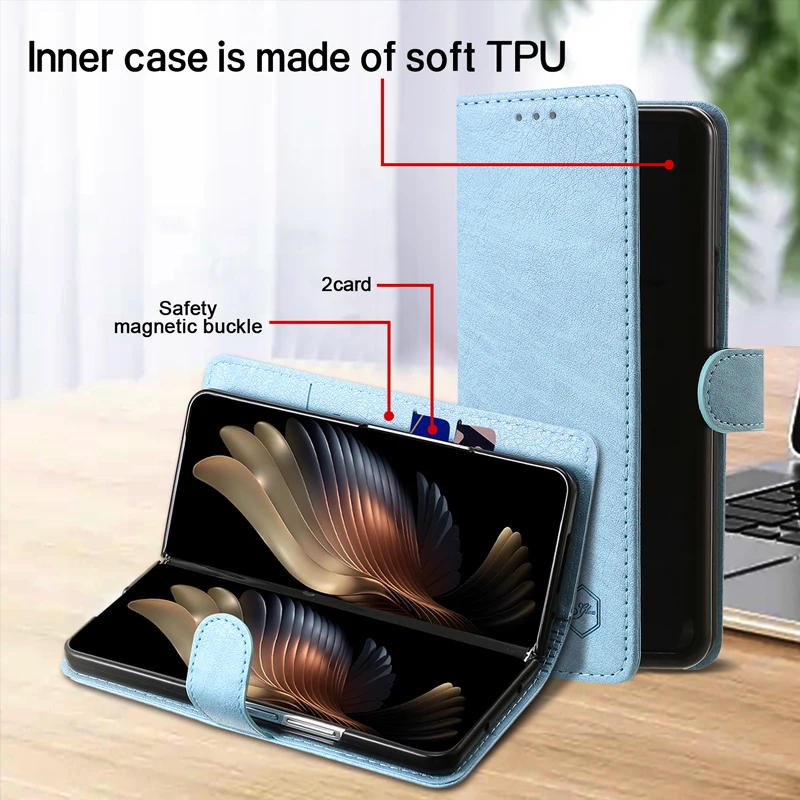 Brieftaschen-Handyhülle für Samsung Galaxy Z Fold8 mit Kartenhalter, Ständer, stoßfest, Cloudy PU-Leder-Cover, Z Fold 8 Ultra 7 6 5 3 4 Fund – Detail 11