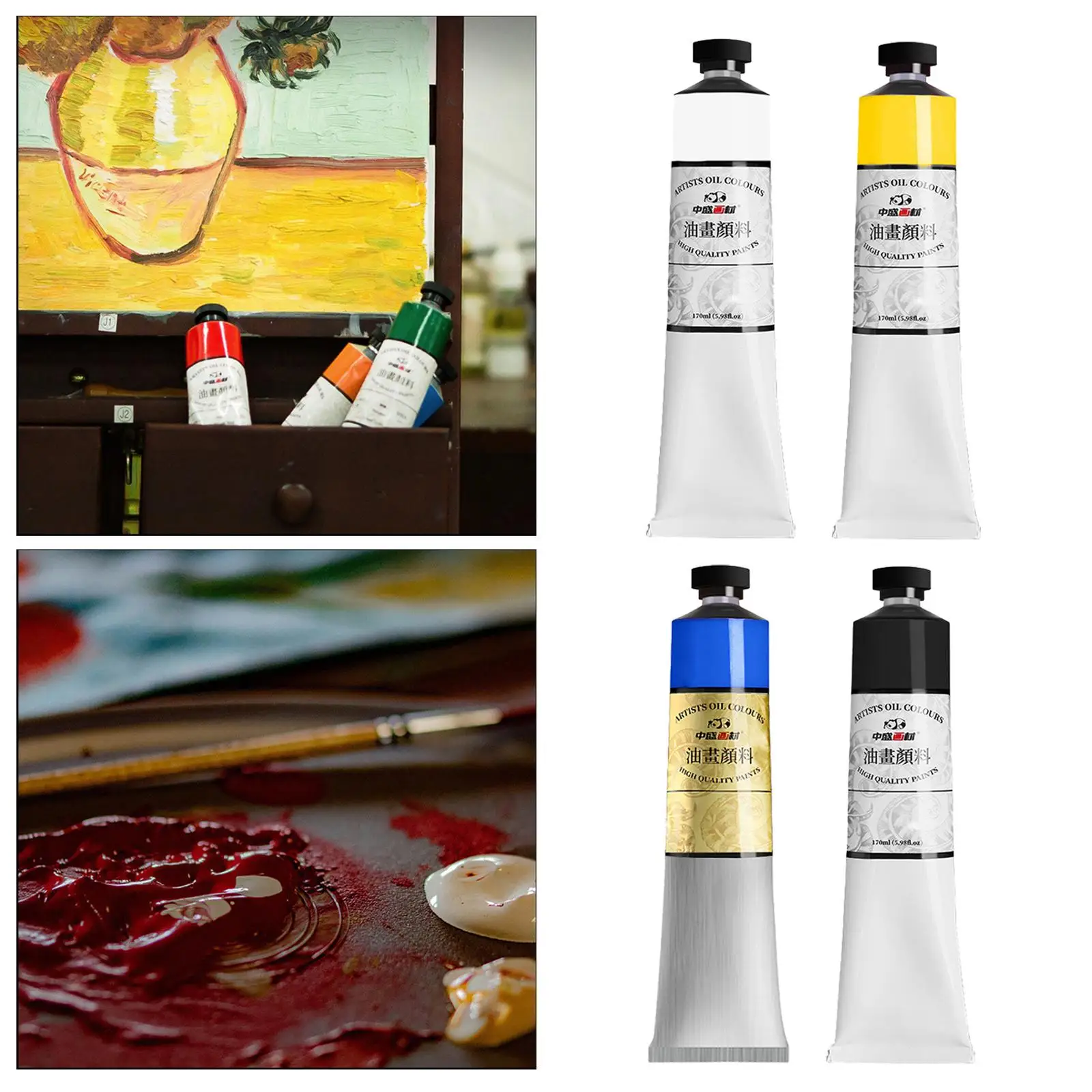 Paint in Large 170ml Tubes - Rich Colors for Artists, Students, Beginners - Canvas Paintings