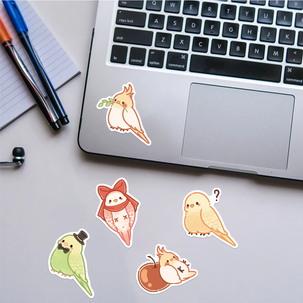 40Pcs Beautiful Fat Bird Colorful Parrot Stickers Cute Carton DIY Laptop Luggage Skateboard Suitcase Guitar Graffiti Decal Toys