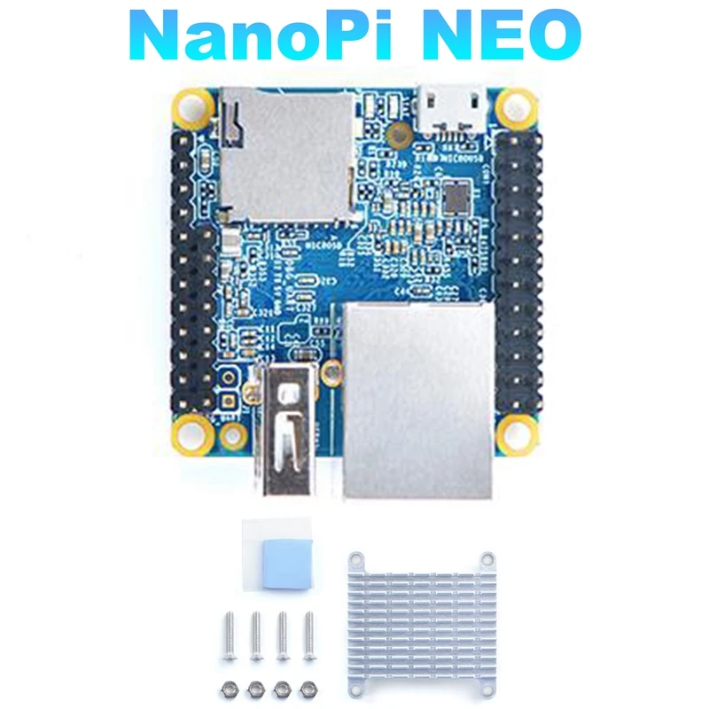 Nanopi neo-オープンソースh3開発ボード,ヒートシンク,ddr3 ram,512mb,クアッドコアCortex-A7, Ubuntu openwrt armbian