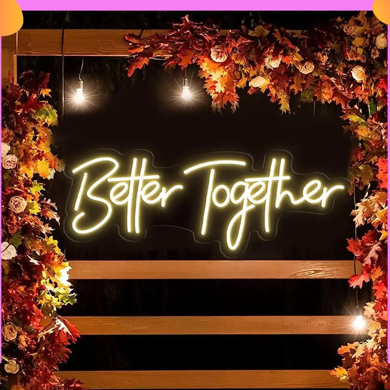 

A23P Together Neon LED Sign Wedding Decor Party Neon Sign LED Lights Bedroom Room Decoration Wall Married Neon Lights Durable