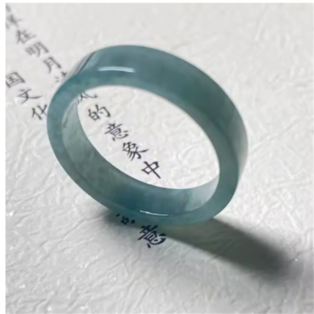 

Natural Jade Ring Men Women Healing Gemstone Fine Jewelry Genuine Myanmar Jadeite High Ice Grade A Burma Blue Water Jade Rings