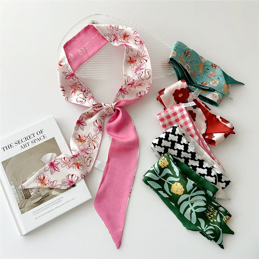 Women Spring Autumn Summer Fashion Long Ribbon Small Scarf Headband Versatile Hair Tie HairBand Decoration Professional Scarves