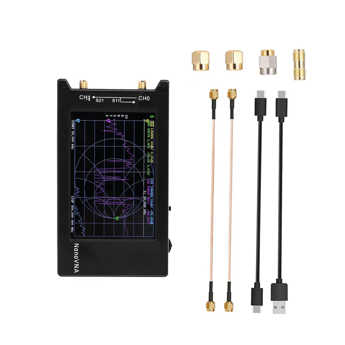 Imagem -02 - Analisador de Rede Vetorial para Antena Nanovna-h4 Polegada Display 10khz15 Ghz mf hf Vhf Uhf