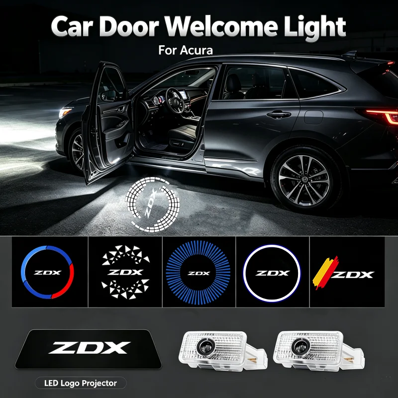 2PCS Ghost Shadow Logo LED Car Door Courtesy Projector Welcome Lamps For Acura ZDX 2010‑2013 Interior Modification Accessories