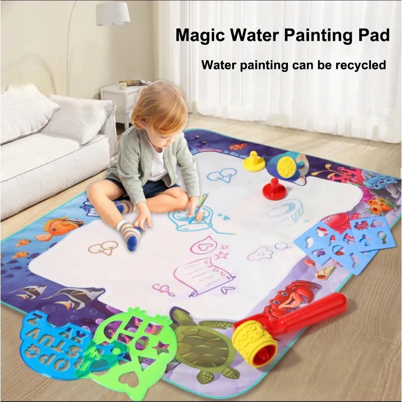 New 100x80CM Magic Water Painting Pad Colorful Graffiti Pad with Reusable Magic Pen Montessori Toy Children's Educational Toy