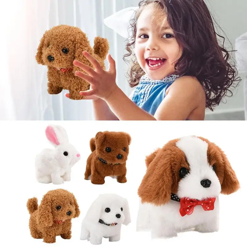 Simulation Walking Rabbit Plush Toy Electric Interactive Animal Stuffed Pet Dog Wagging Head Nodding Cat Toy For Kids Gift