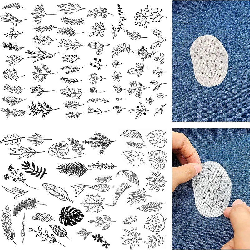 2sheets Blank Printable Hand Embroidery Pattern Stick And Stitch Stabilizer Transfer Patch Paper Trendy For Clothes