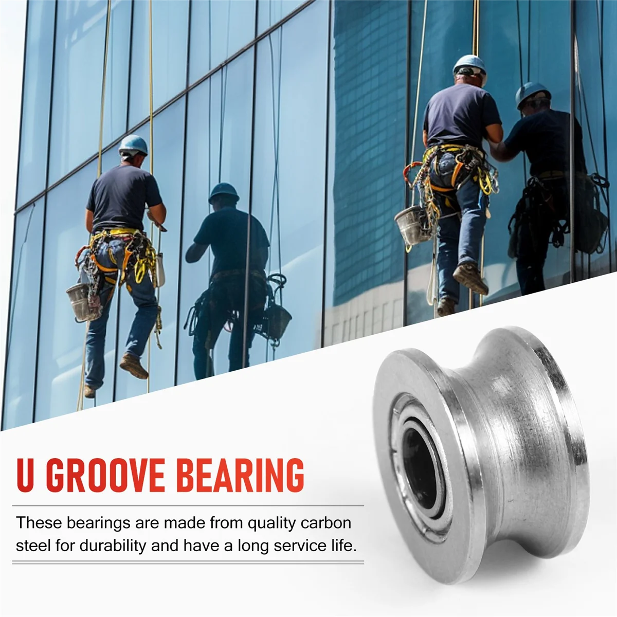 10pcs U Groove Bearing U624ZZ Carbon Steel Durable V Groove Ball Bearing Pulley for Rail Track Linear Motion Systems