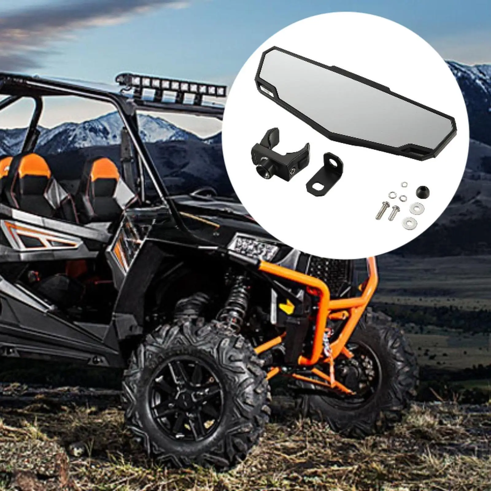 

UTV Rear View Mirror Easy to Use Convenient Wear Resistant Accessories for 3cm to 4.5cm Round Roll Cage Sturdy Practical Replace