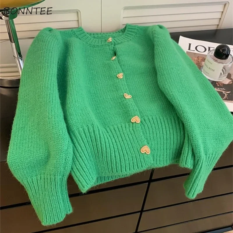 Cardigan Women Solid Button Casual Korean Fashion Simple Knitted Temper All-match Autumn Outwear Popular Young Clothing Trendy