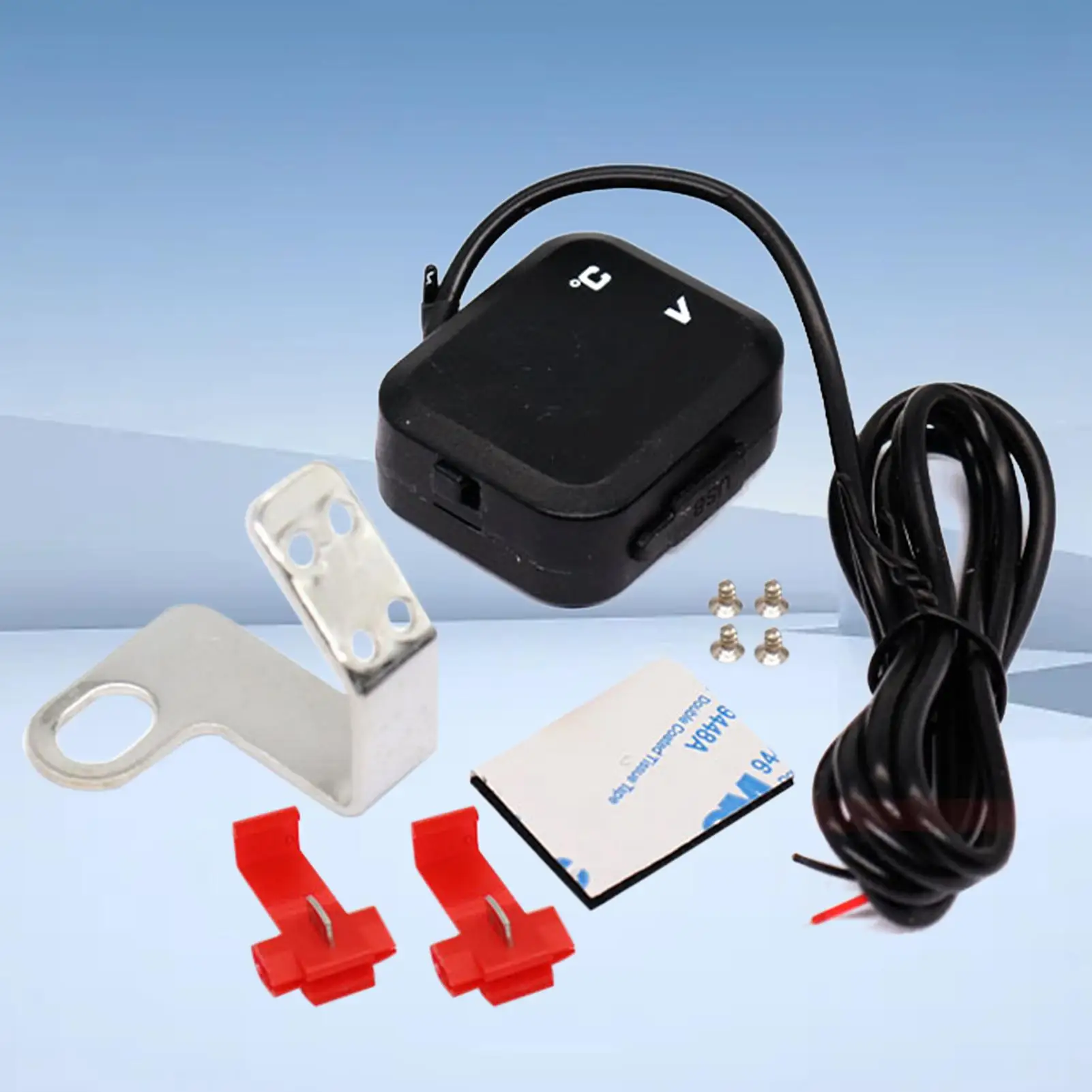 

Multifunctional 3-in-1 Voltmeter Temperature Meter, Mobile Phone charger For Motorbike Urban Commuting Scooter Trip Road