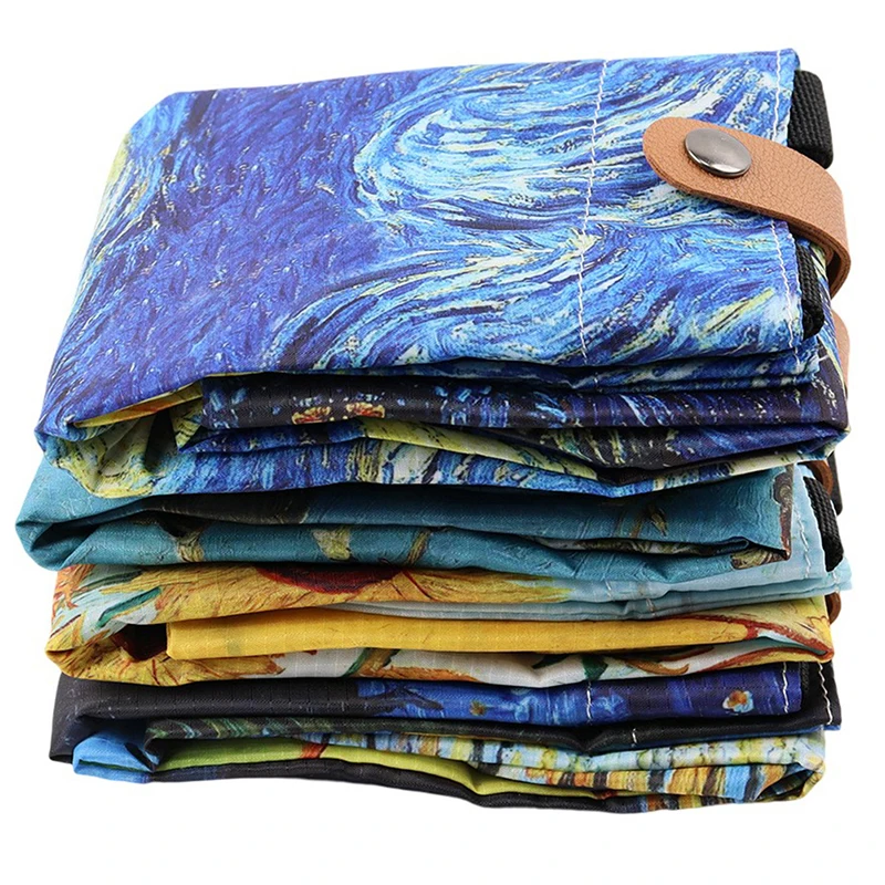 1 Stuk Polyester Olieverfschilderij Van Gogh Print Draagtassen Herbruikbare Boodschappentas Voor Boodschappen Schoudertassen Thuis Opbergtas