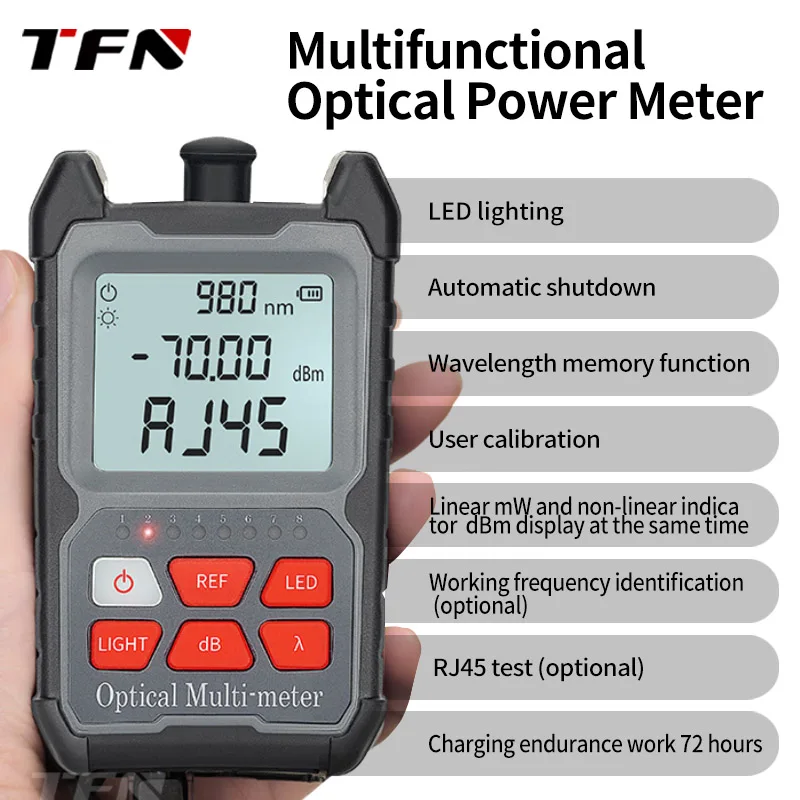 TFN F1M Mini High-end Dry Battery Fiber Optic Power Tester Handheld OPM Portable Optical Power Meter