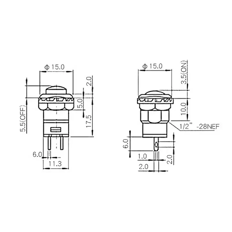 5PCS DS-228 On/off latching Momentary Push Button Switches DS-428 locking Self Return Push Button Switch 3A /125VAC 1.5A/250VAC