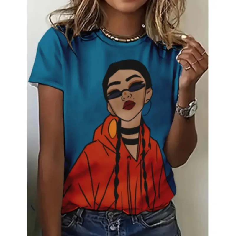 

Футболка женская с круглым вырезом, винтажная Повседневная Свободная рубашка с забавным 3d принтом, элегантный топ с коротким рукавом, Y2k, на лето