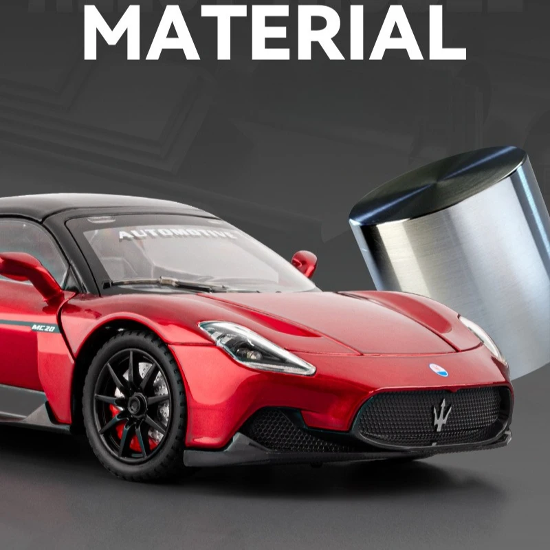 Coche deportivo MC20 1:24, modelo de aleación de Metal fundido a presión de alta simulación, luz de sonido, colección extraíble, regalos de juguetes para niños