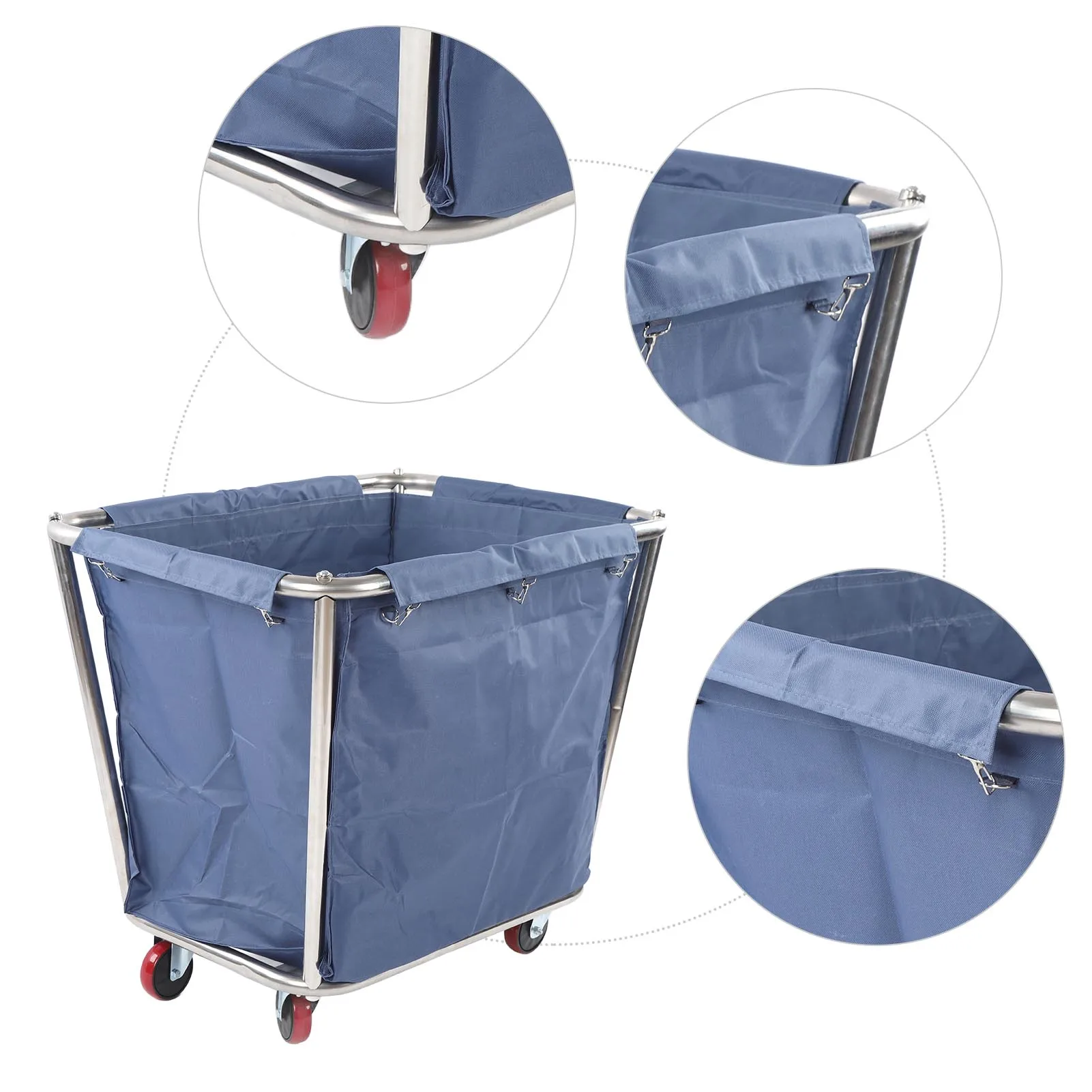 Commercial Laundry Car Heavy Duty Stainless Steel Basket Industrial Rolling Hamper 350L