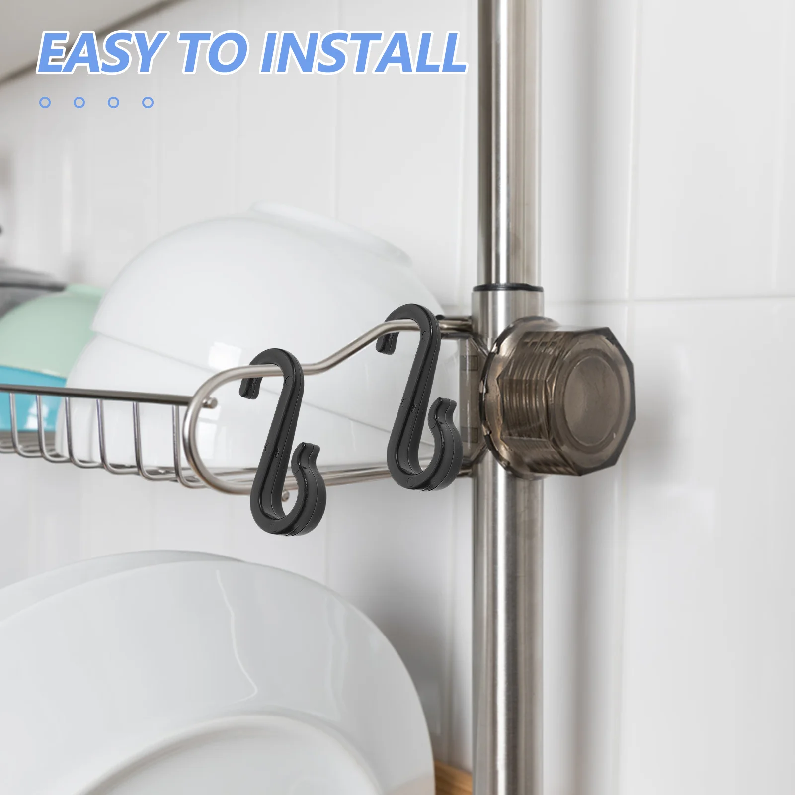 100 قطعة من خطافات بلاستيكية على شكل حرف S بتصميم مسطح وقدرة تحميل قوية للمطبخ والحمام والحديقة ورف سلكي وإكسسوارات مسار الستارة باللون الأسود