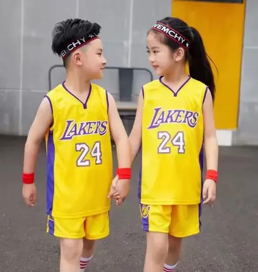 Children's clothing suit Lakerses boy girl Fans  Basketball Jerseys set Parenting jersey game team sports uniform training vest