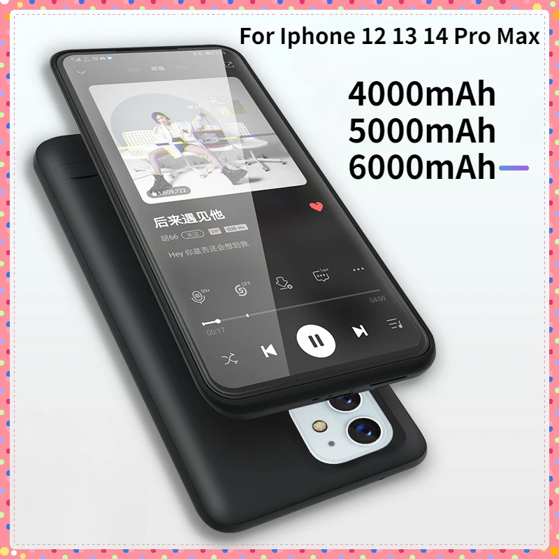 

6000Mah Power Case For Iphone 12 13 Mini Battery Charger Case Cover For Iphone13 Power Bank For Iphone 12 13 14 Pro Max Battery