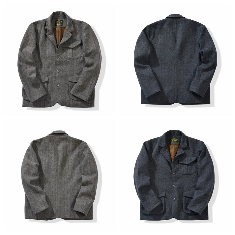 

Винтажное американское утепленное шерстяное пальто-жакет для мужчин, повседневный костюм для отдыха, однобортное пальто NiCo с множеством карманов