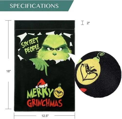 Merry Grinchmas Grinch Christmas Garden Flag Six Feet People 12