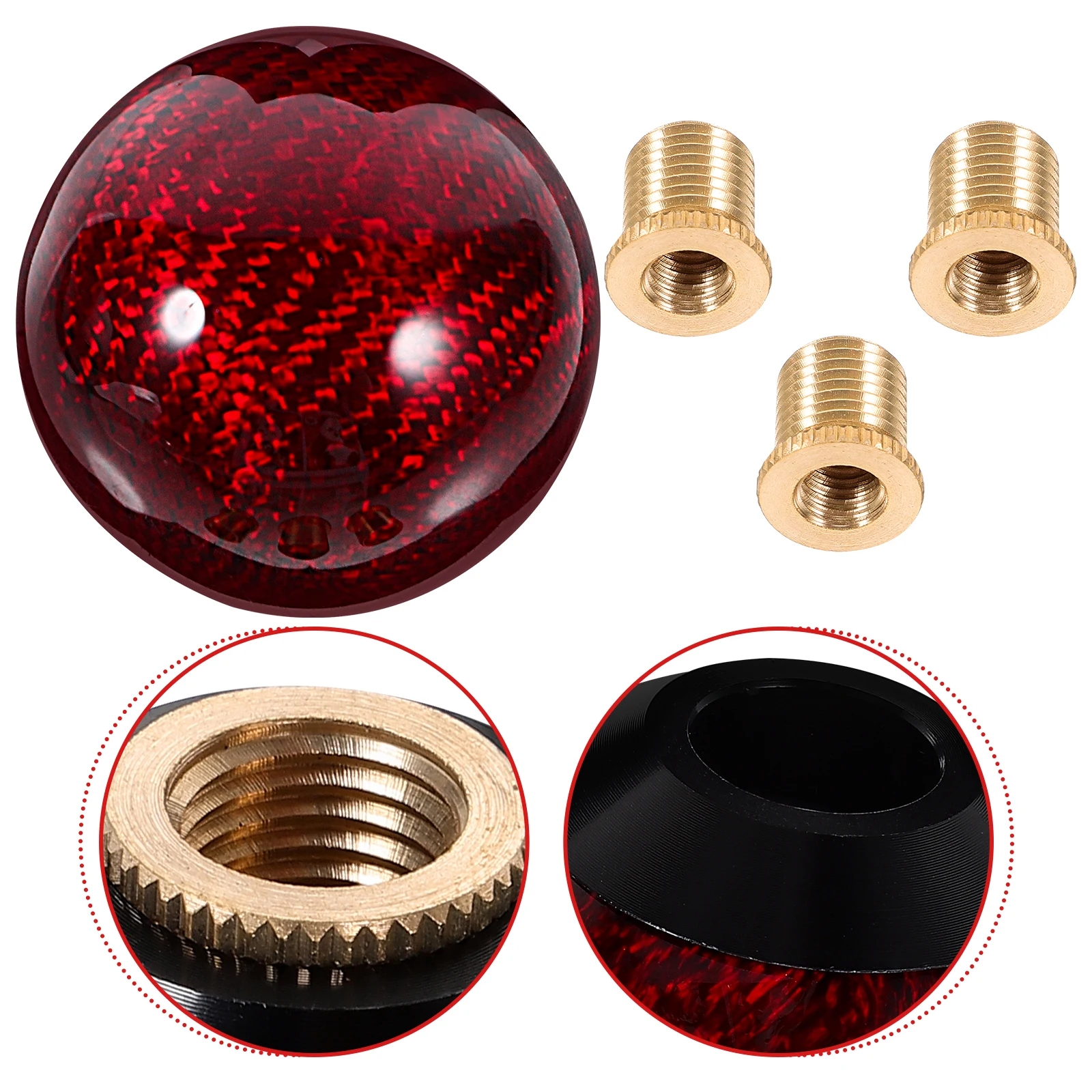 

Carbon Fiber Gear Shift Knob Round Ball Design for Automatic Cars Red Durable Stylish Car Interior Decor Accessories