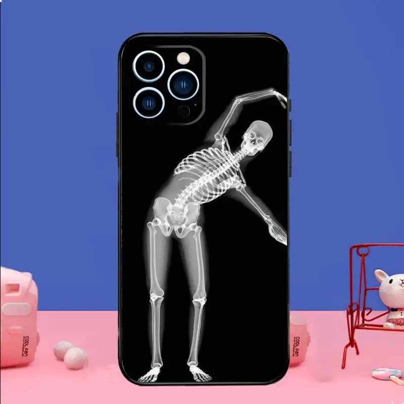 Radiological Human Skeleton Phone Case For iPhone 15 14 13 12 11 Pro Max Xs Xr X 7 8 Plus 12 13 Mini Silicone Black Cover