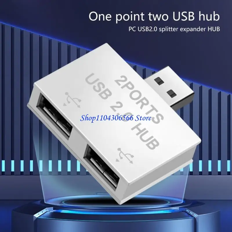 02DD USB 2.0 A Male To Double USB Female Y Splitter Extension Hub For Desktop Laptop Car Charging Adapter