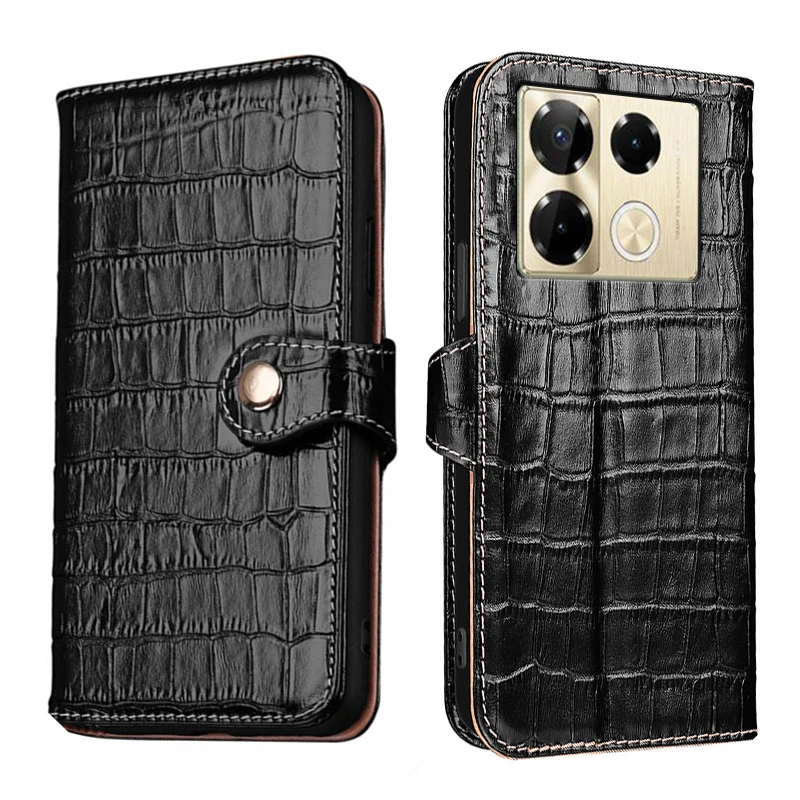 

Чехол-бумажник из натуральной кожи с текстурой крокодила для Infinix Note 40 Pro 4G 5G Pro + 40X 5G Filp, противоударный чехол для телефона