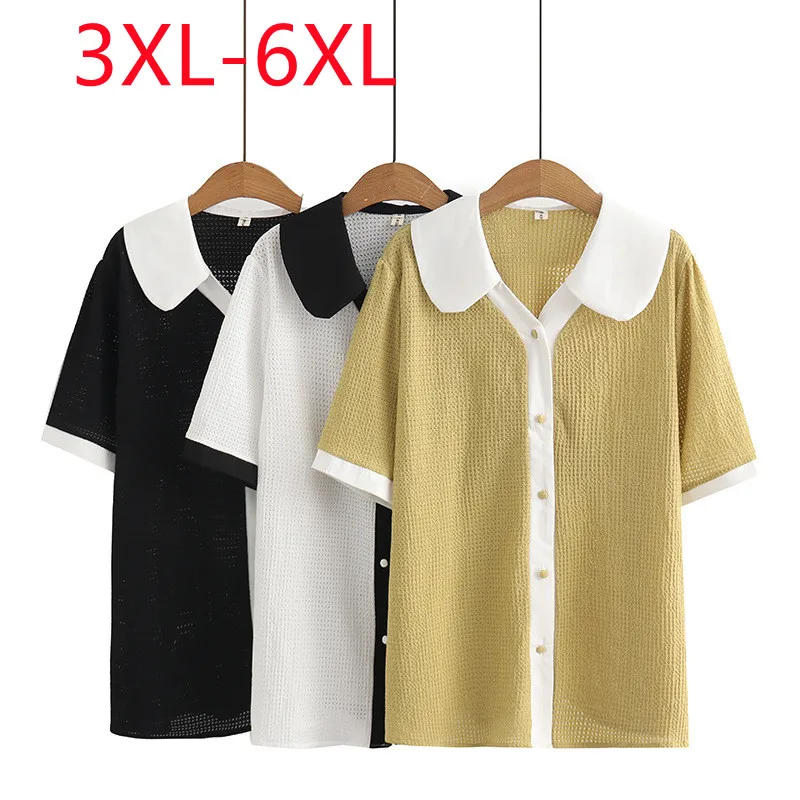 New 2023 Ladies Spring Summer Plus Size Tops For Women Large Size Short Sleeve V-neck Yellow T-shirt 3XL 4XL 5XL 6XL