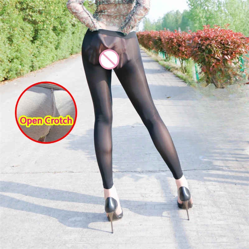 See Through Erotic Open Crotch Leggings Women Breathable Stockings Outdoor Playing Open Hole Hot Pants Sexy Crotchless Clubwear