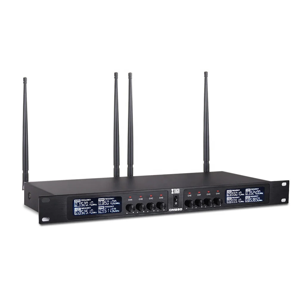 TLF  XTUGA CM280 China Supplier Handheld 8 Channel Wireless Microphone Conference Goose Neck Microphone System