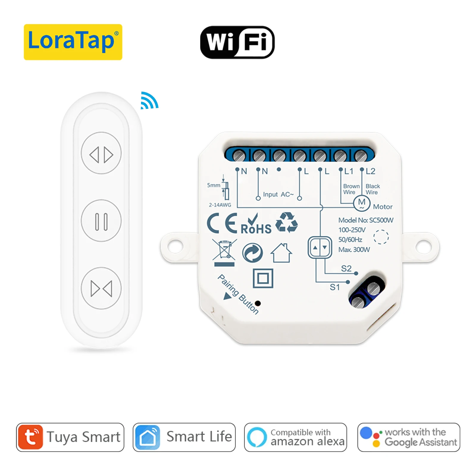 Tuya Smart Life Módulo Interruptor Cortina, persianas de controle remoto, obturador do rolo, RF + WIFI, App Timer, Google Home, Aelxa Echo, Smart Home