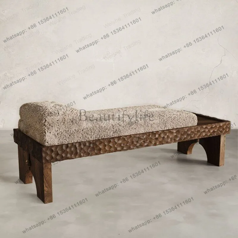 Solid wood sofa stool medieval bench retro wind into the door to change shoes bedroom bedside stool