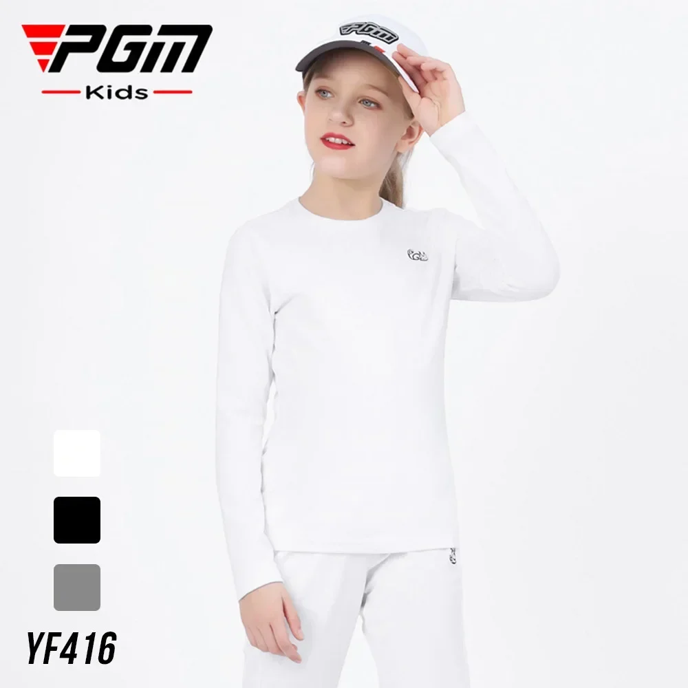 

PGM Golf Underlay Girls' Long Sleeve Fashion T-shirt Autumn Winter Stretch Children's Clothing Cold and Warm Protection
