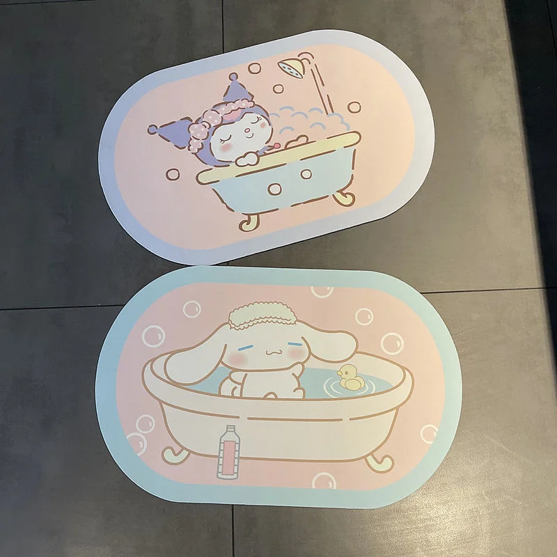 Sanrio Cute Cartoon Kuromi Cinnamoroll Melody Diatom Pad Absorbent Soft Pad Bathroom Quick Dry Pad Kitchen Door Mat