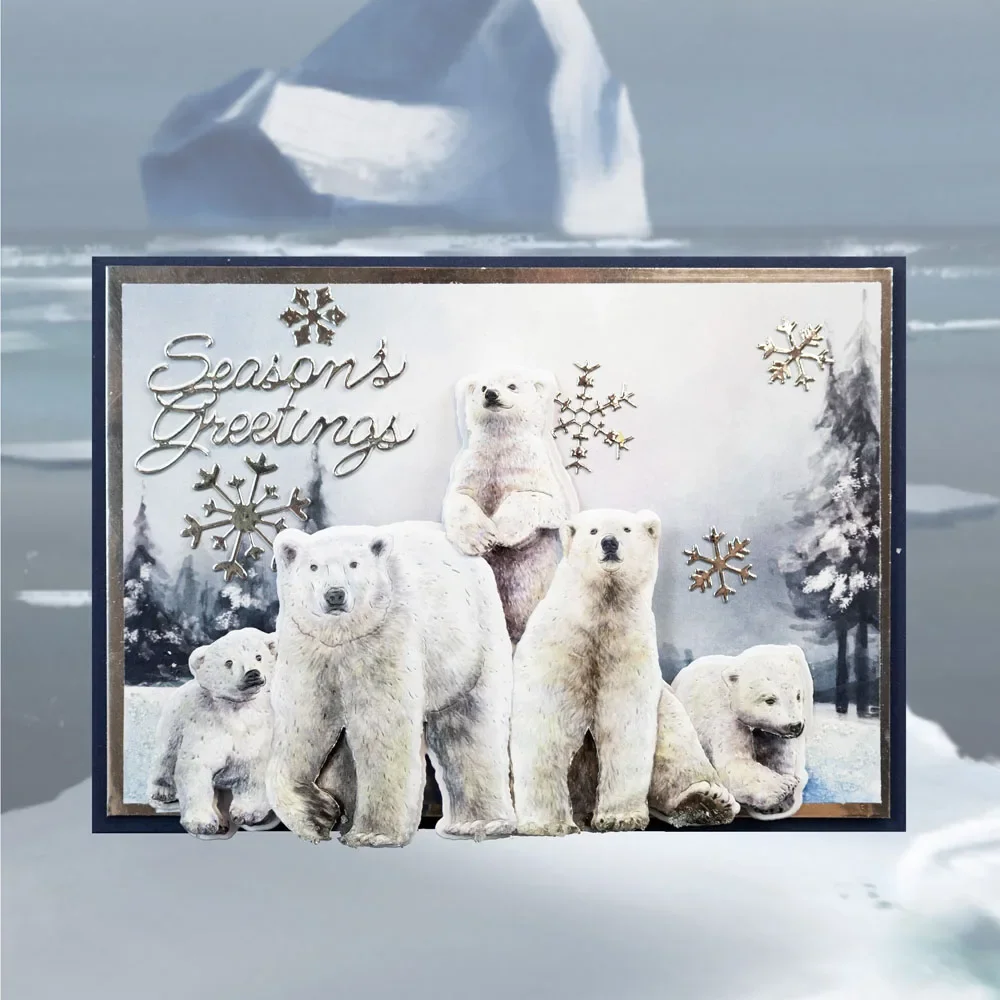 Niedźwiedź polarny Pingwin mają Chat Colony Sleuth Creche Iceberg Frozen Flurry Metal Cutting Dies Diy Greeting Card 2024 Nowość