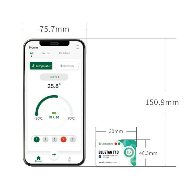 3 قطعة حلول المراقبة BlueTag T10 الاستخدام الصناعي مسجل البيانات مستشعر درجة الحرارة بلوتوث اللاسلكي
