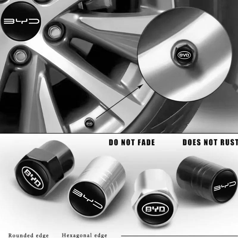 Car Wheel Tire Air Valve Caps Stem Cover With Brand For BYD ATTO 3 Song Plus Tang Han TAN Seal Dolphin Mini Seagull Shark King