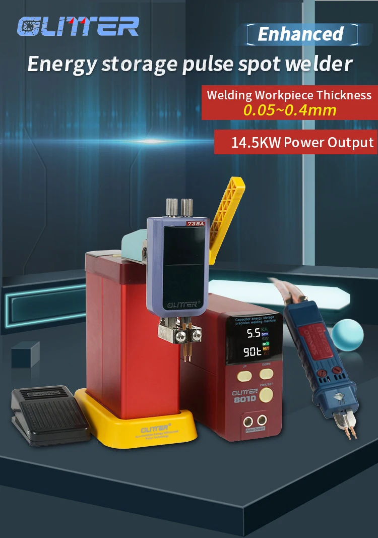 801D Capacitor Spot Welder 14.5KW Energy Storage Type Small Welding Machine LiFePo4 Battery 0.5mm Stainless Steel Nickel Welding