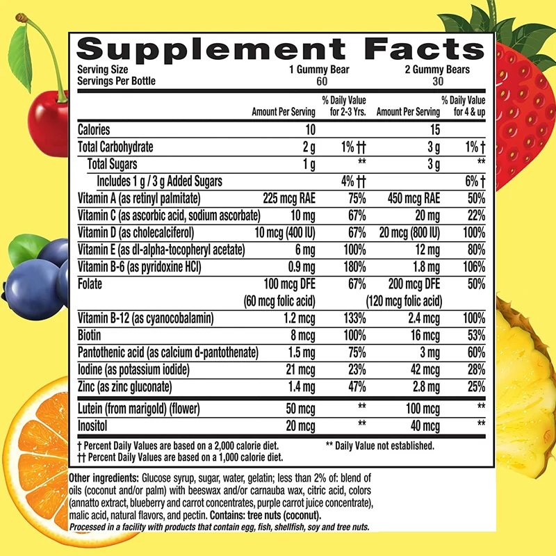 Gummy Bears Daily Multivitamin - Helps with Tooth and Bone Development, Enhances Immunity