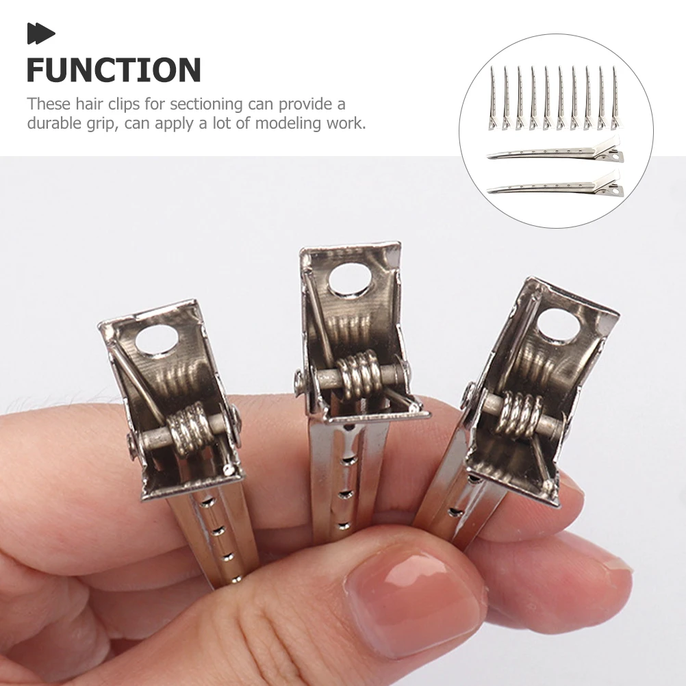 

12pcs Hair Clips for Sectioning Cutting No Crease Durable Metal Barber Accessories Silver Color Styling Tools