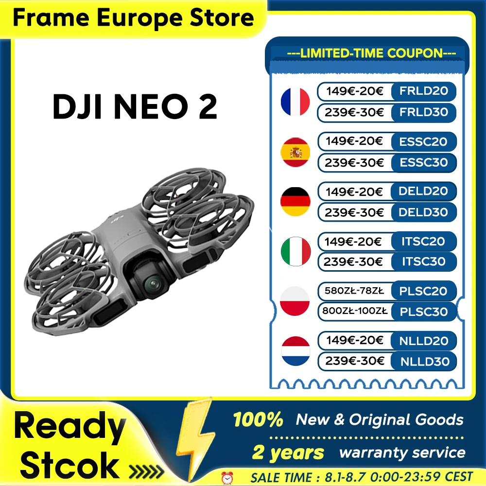 【LOCAL+】Drone DJI Neo 2 avec caméra, vidéo stabilisée 4K, 151g léger et portable, protections d'hélices à couverture complète, neuf et original C0
