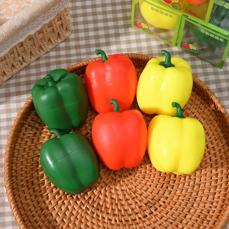새로운 색상의 고추볼 핀치 스퀴즈 장난감 시뮬레이션 채소 고추 핀치 슬로우 리바운드 디컴프레션 장난감 스트레스 해소 장난감